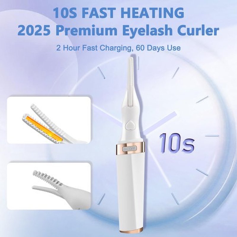 Heated Eyelash Curler - 2 in 1 Clip-Type Eyelash Curler - Heated Lash Curler - Electric Eyelash Curler Rechargeable for 24H Long-Lasting Natural Eyelashes, 3 Heating Modes, 8S Fast Heating, White