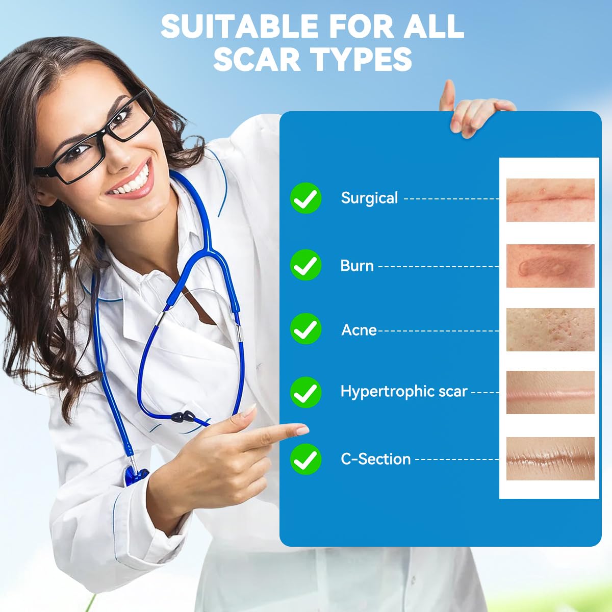 Silicone Scar Sheets Face Tape: 1.6''x120'' Scar Tape for Surgical Scars - Medical Grade Wrinkles Patches -Reusable Strips Scar Removal Treatment C-Section Keloid Burn Tummy Acne (1.6‘’x120'')