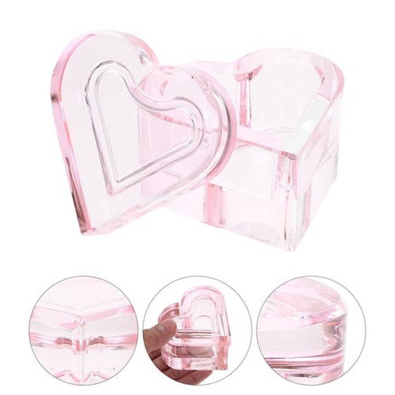 Beaupretty Glass Dappen Monomer Dish Heart Shaped Crystal Acrylic Nail Cup with Lid Acrylic Liquid Powder Dappen Bowl Dish Nail Manicure Tools Pink