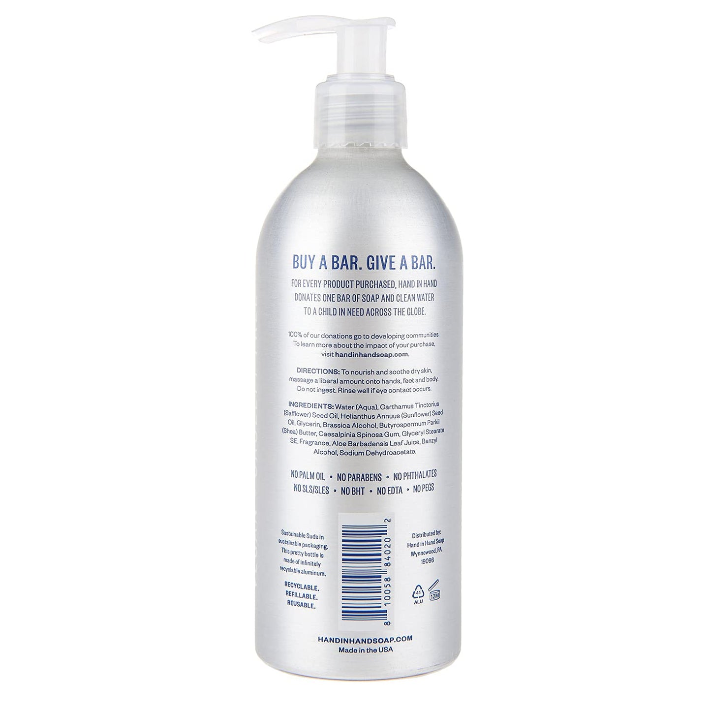 Hand in Hand Moisturizing Body Lotion, Dry Skin Lotion with Shea Butter, 10 Fl Oz, Sweet Mint & Eucalyptus, Sea Salt Scent, 2 Pack