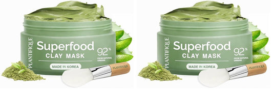 Korean Skincare Clay Mask - Hydrating Avocado & Superfoods Mud Mask for Face & Body | Vegan, 3.4 Oz (Pack of 2)