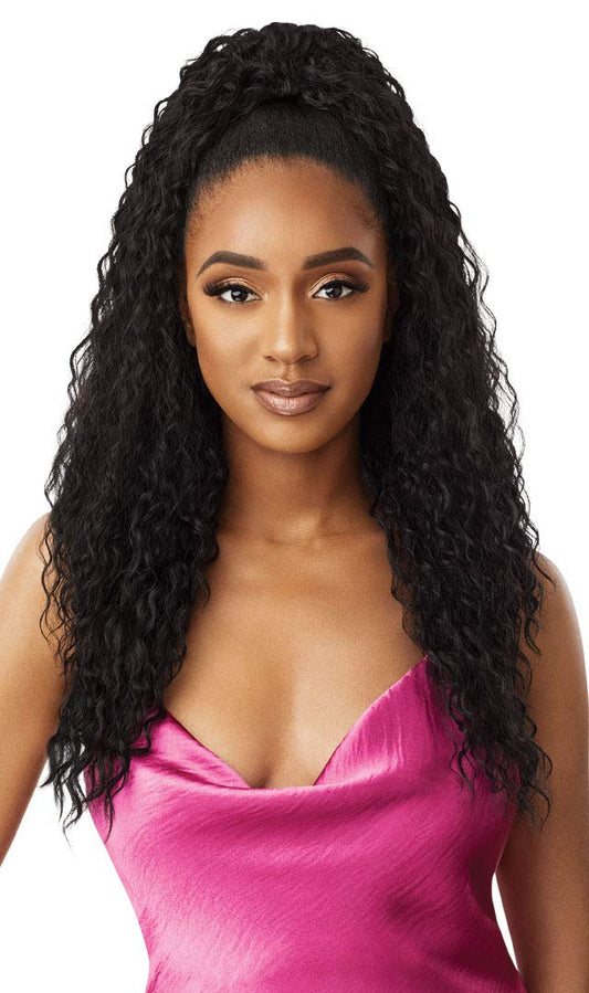 Outre PRETTY QUICK DRAWSTRING PONY Fabulous Looking Long Curly Wave Premium Synthetic High Heat Friendly Limitless Look Hair Pieces Ponytail - SHAYLA 26" (DR2/CINWN)