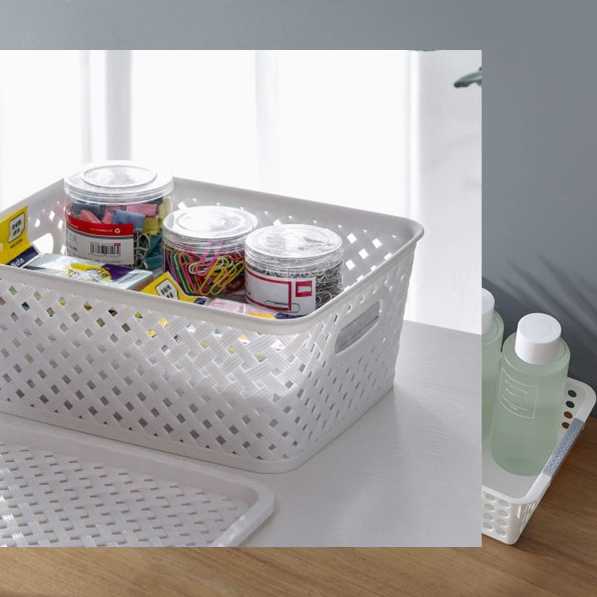 Bekith 9 Pack Plastic Storage Basket, Woven Basket Bins Organizer, 9.75-Inch x 7.5-Inch x 4-Inch