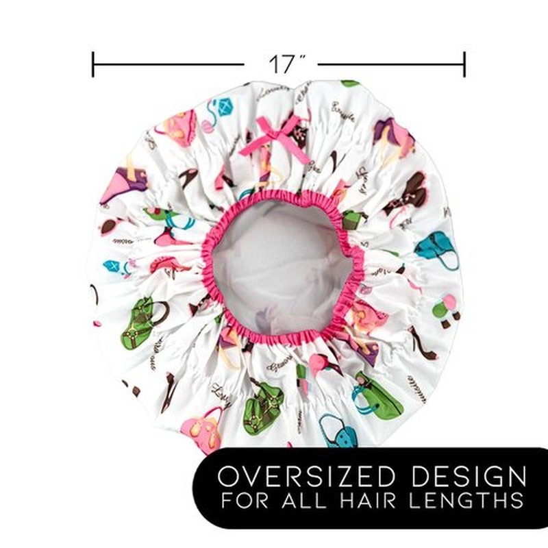 Reusable Shower Cap & Bath Cap, Lined, Oversized Waterproof Shower Caps Large Designed for all Hair Lengths with Lining & Elastic Band Stretch Hem Hair Hat - Fashionista Diva