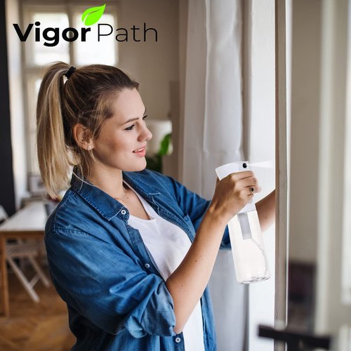 VIGOR PATH Continuous Spray Bottle with Ultra Fine Mist - Versatile Water Sprayer for Hair, Home Cleaning, Salons, Plants, Aromatherapy, and More - Empty Hair Spray Bottle (Clear - 5oz (2 Pack)