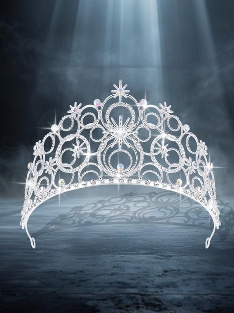 JITINX Crystal Crowns for Women, Crystal Bubble TiaraBride Royal Queen Headband Princess Headpieces for Women Bridal Wedding Prom Birthday Party Crowns (Silver)