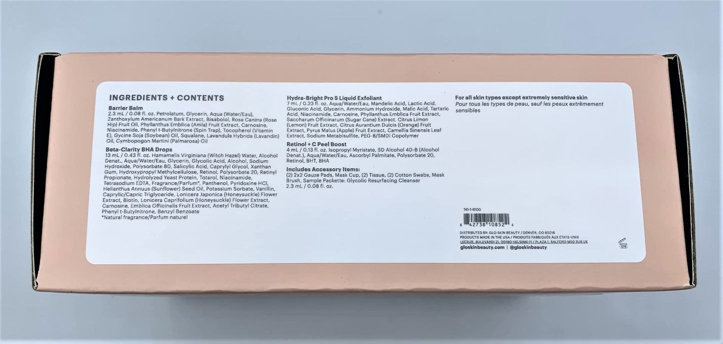 Glo Skin Beauty Retinol + Vitamin C Smoothing Peel in A Box - At-Home Peel Kit, Exfoliates, Refines and Brightens, Smoothing and Restoring Skin’s Radiance