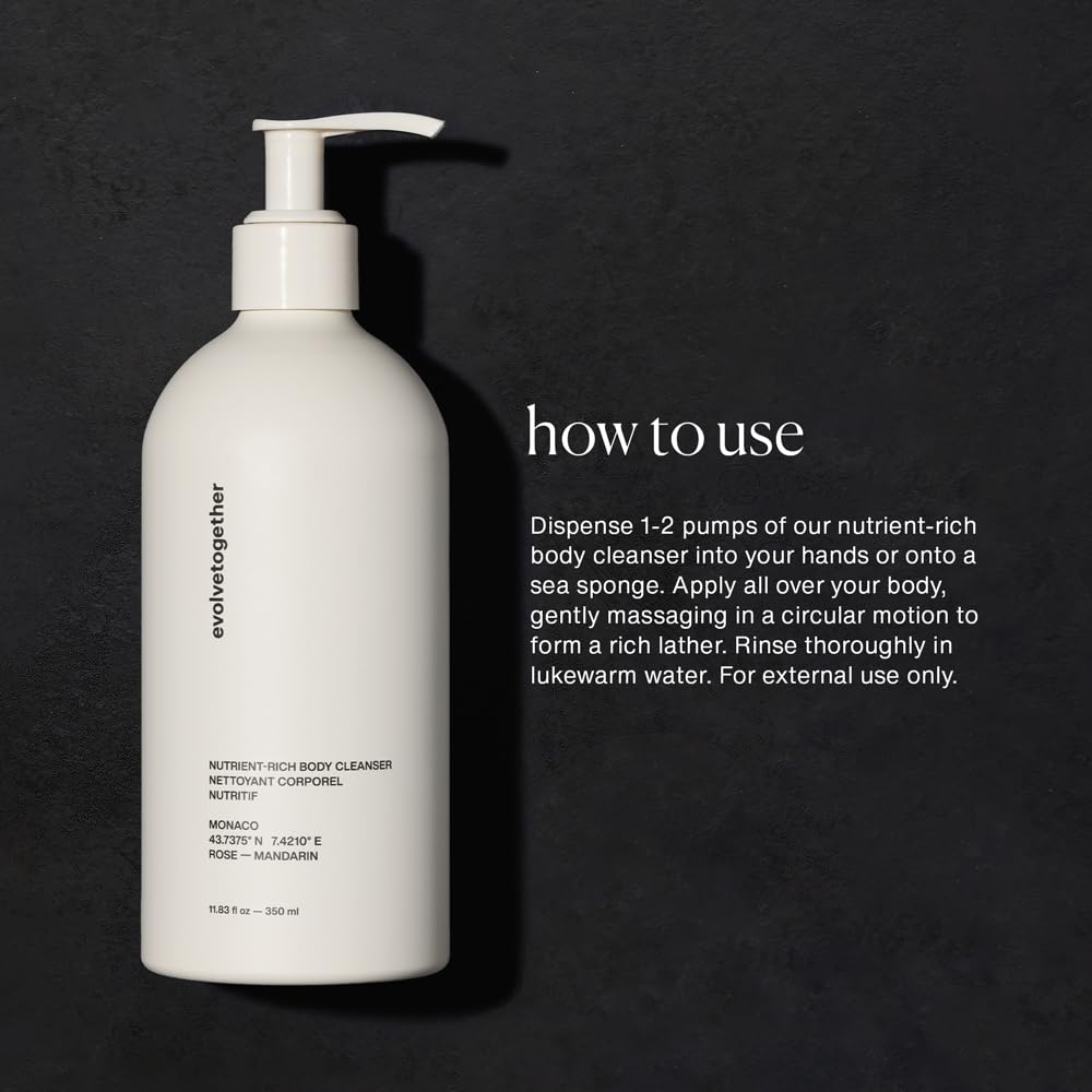 evolvetogether Nutrient-Rich Body Cleanser for Women & Men | Havana – Cardamom, Vetiver & Cedarwood | Cream-to-Oil Hydration, Gently Cleanses | Vegan, Cruelty-Free, Sulfate Free | 11.8 fl oz