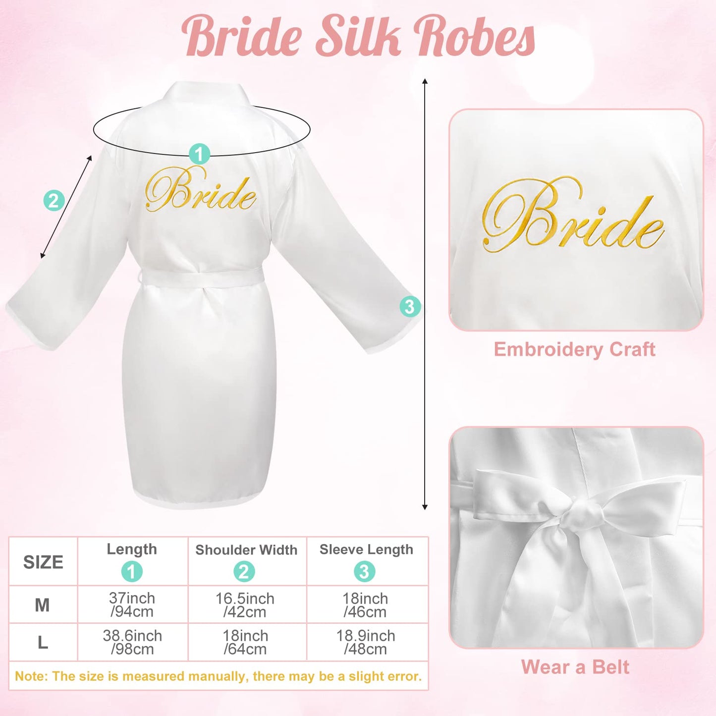 Frerdui 8Pcs Bridal Shower Gift, Bride to Be Gifts, Bridal Shower Gifts for Bride to Be, Gift Box Sets Bridal Silk Robes Tumbler Cup Mug Jewelry Tray, Wedding Engagement Gift for her(M)