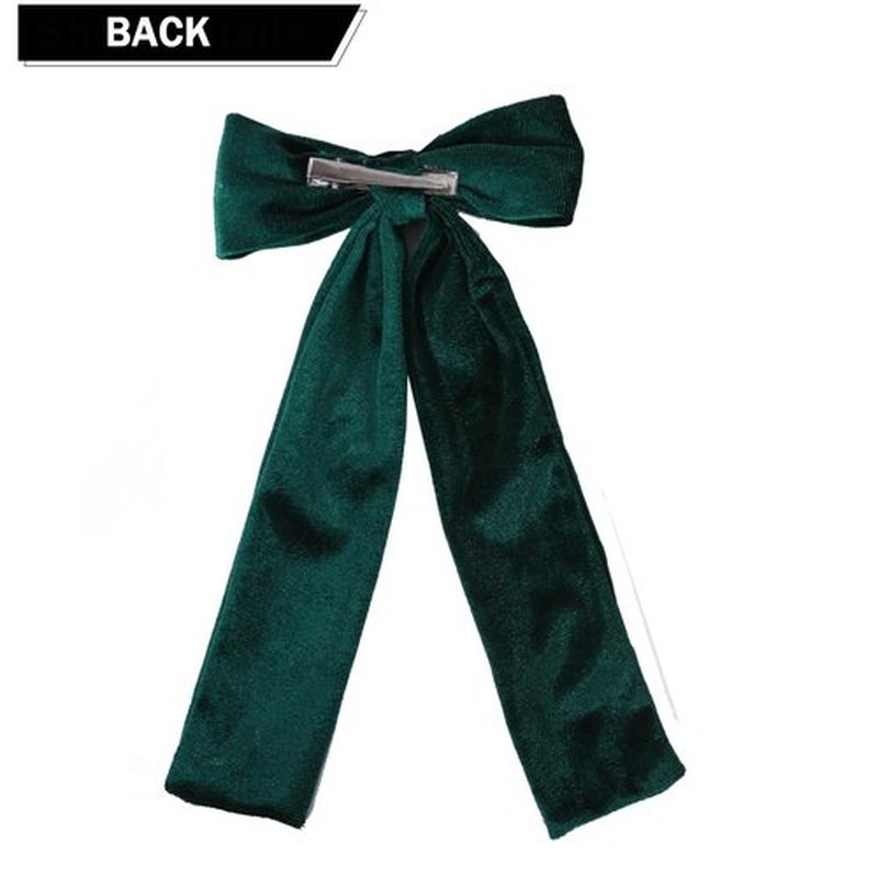 2PCS Velvet Hair Bows, Hair Ribbon Clips Big Fall Alligator Clips Hair Accessories for Women Girls (Green)