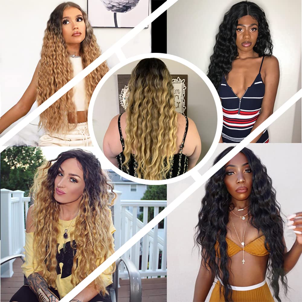 24 26 28 Inch Ombre Deep Wave Bundles Human Hair Honey Blonde Bundles 1b27 Ombre Bundles Brazilian Human Hair Virgin Remy Hair for Black Women 3 Bundles Double Weft 100g/Pc
