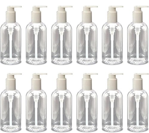 Nature's Will Empty Bottles with Pump Dispenser 16oz Refillable Clear Plastic for Shampoo, Lotions, Liquid Soap, Oil and Creams (12)