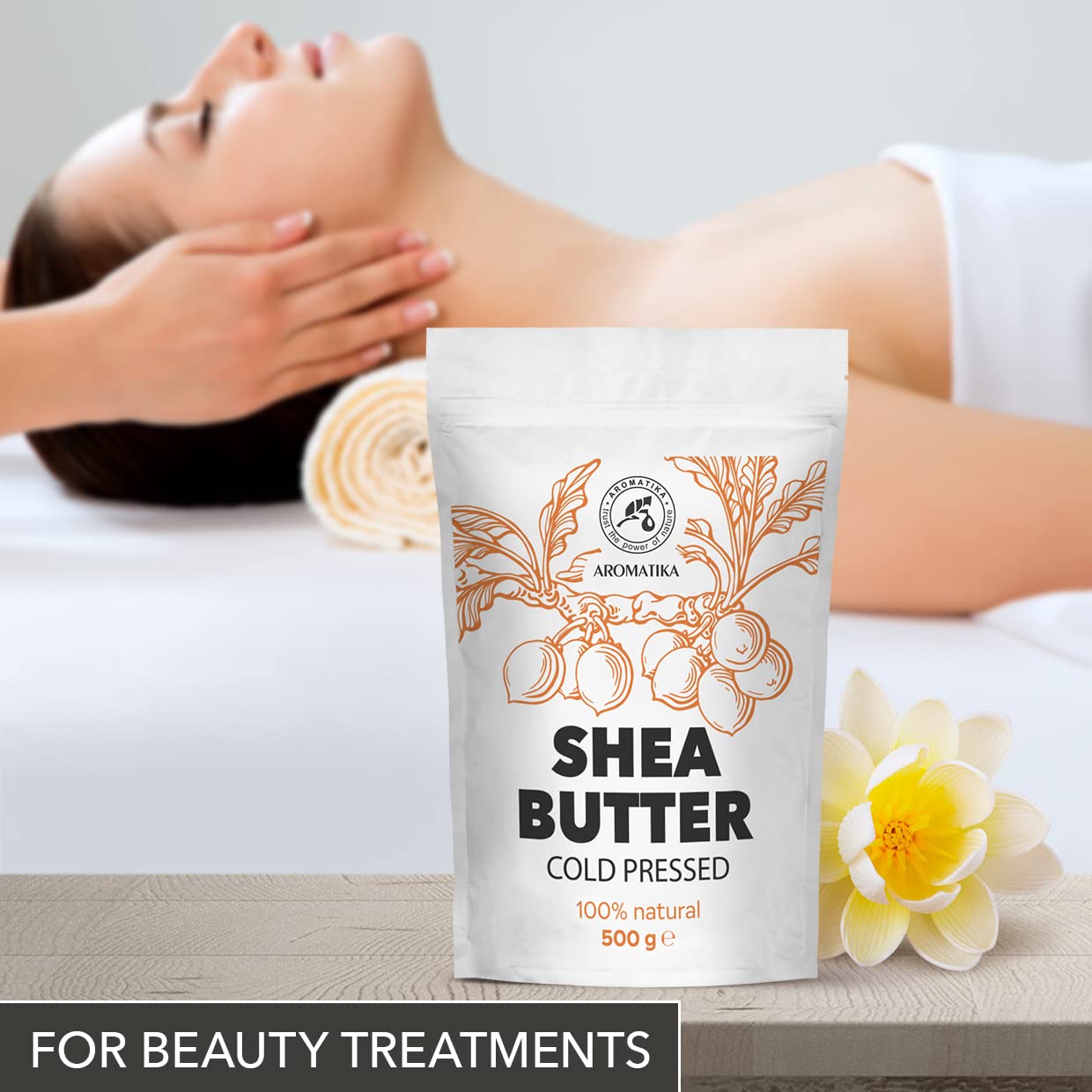 AROMATIKA Shea Butter 17.5 Oz (500g) - Unrefined Raw/Pieces - Africa - Ghana - 100% Pure Shea Butter Body Butter - Cosmetic Grade - for Hair Skin Lip Face Feet Body Care - Massage