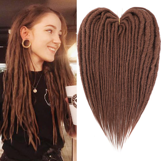 Aguacor Straight Dreadlocks Synthetic Double Ended Dreadlock Extensions 24inches 5 Strands Width 1.2cm Soft Dark Brown DE Dreadlock Extensions for Women (5 Strands, 30#)