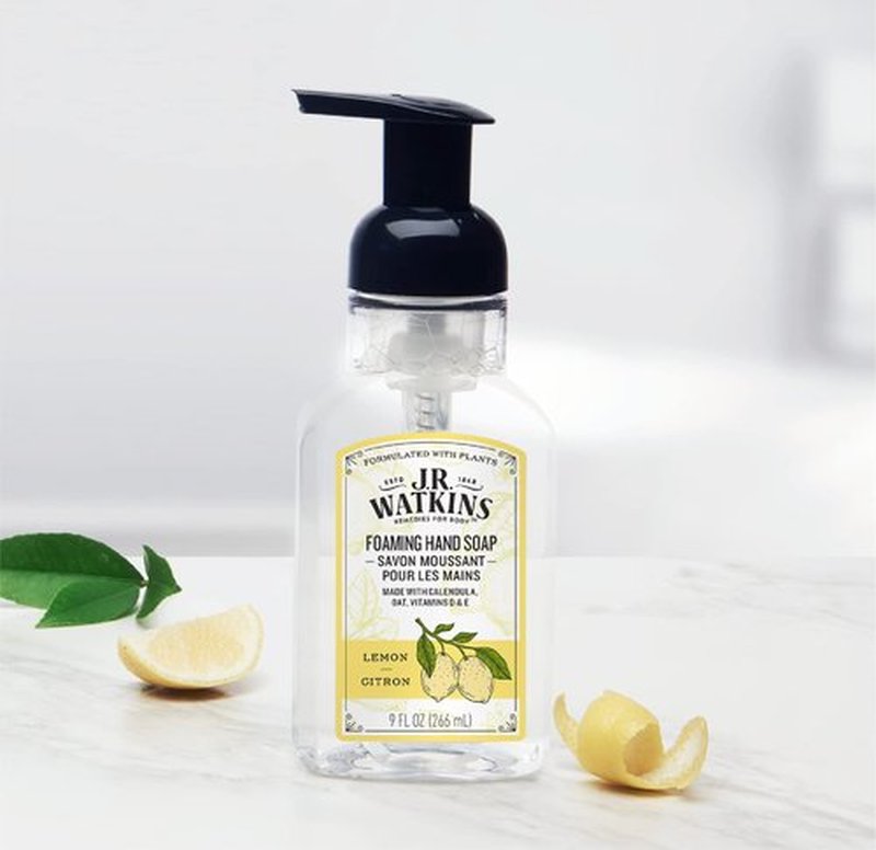 J.R. Watkins Foaming Hand Soap Pump with Dispenser, Moisturizing All Natural Hand Soap Foam, Alcohol-Free Hand Wash, Cruelty-Free, USA Made, Use as Kitchen or Bathroom Soap, Lemon, 9 fl oz, 6 Pack