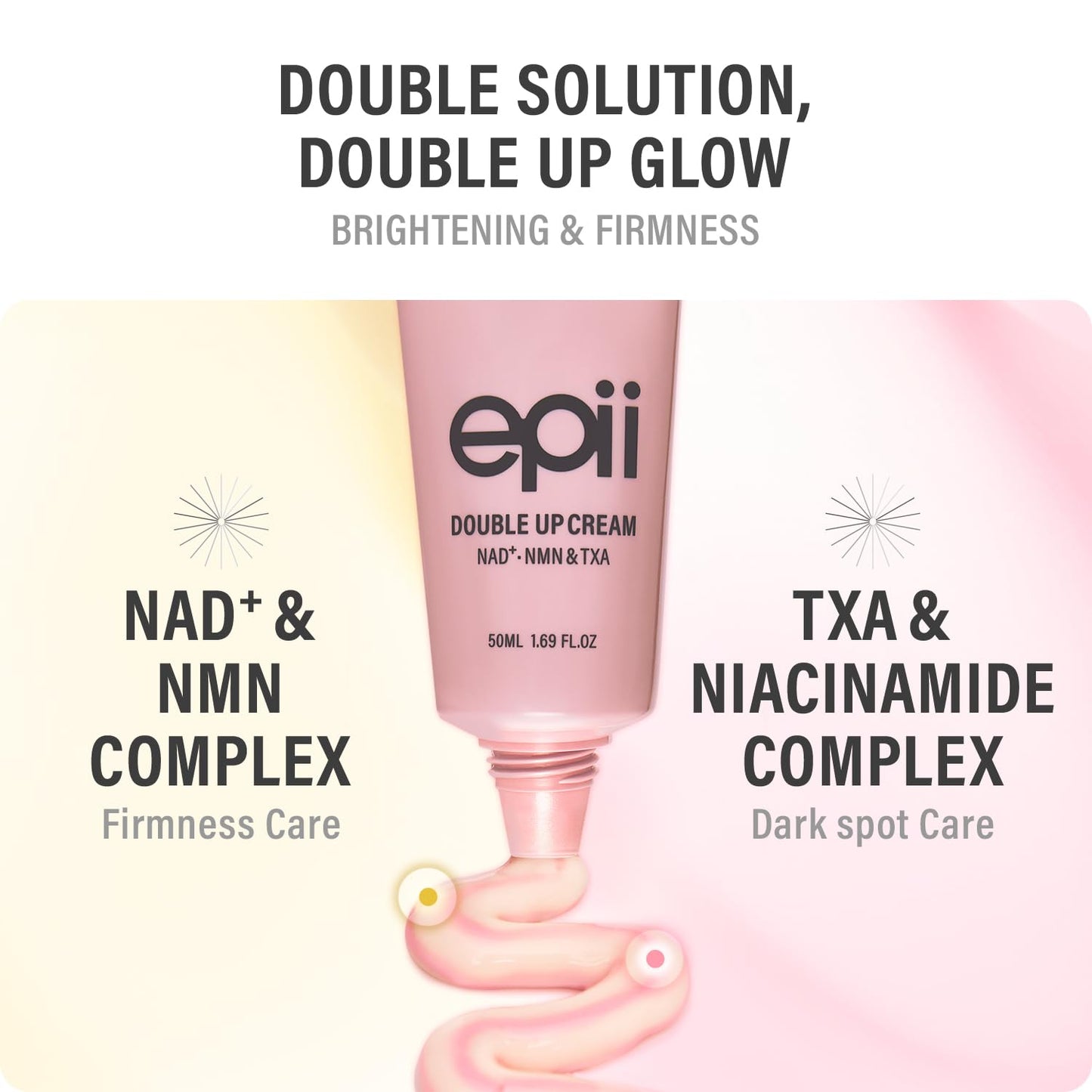 epii Double Up Cream - Firming Face Moisturizer for Aging Skin with NAD+ NMN TXA Niacinamide & 15% Squalane - Korean Skincare Face Cream for Dark Spots Uneven Tone Dull & Sensitive Skin 50mL
