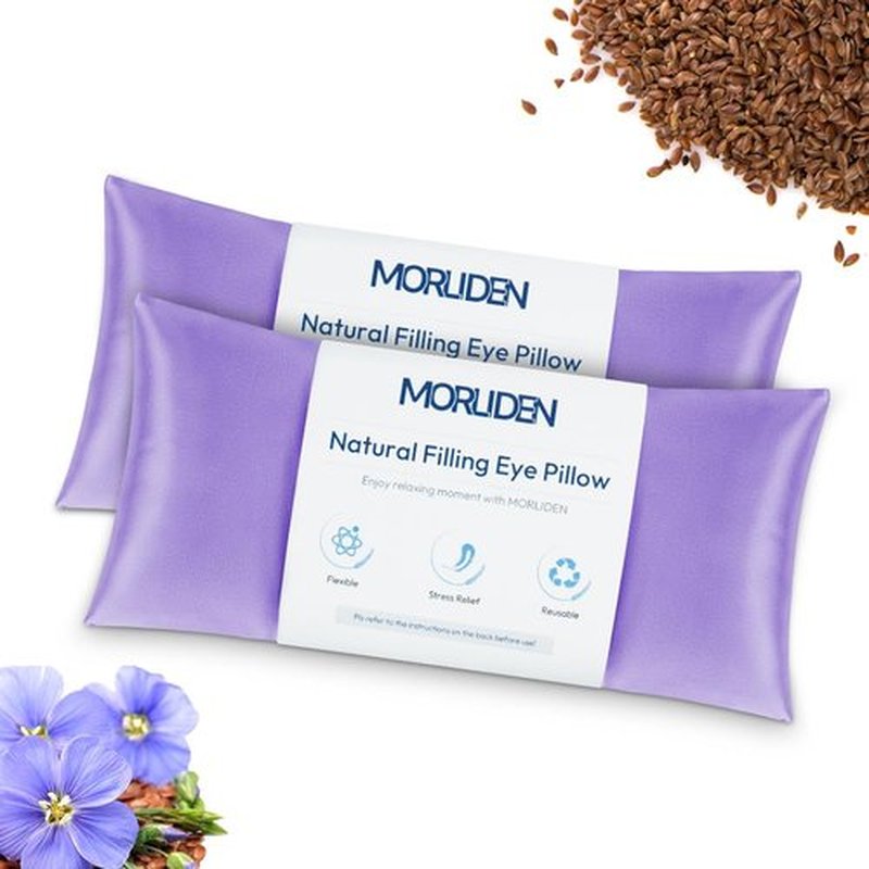 Eye Pillows for Relaxation, Yoga Eye Pillow for Meditation, Microwavable Weighted Eye Pillow for Yoga, Moist Heat & Cold Eye Compress No Scent (Light Purple) - 2 Pack
