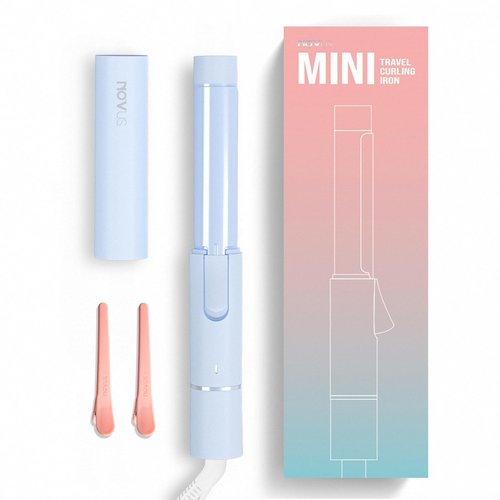 NOVUS Ceramic Mini Curling Wand for Short Hair - 1 Inch Dual Voltage Travel Wand for Worldwide Trips