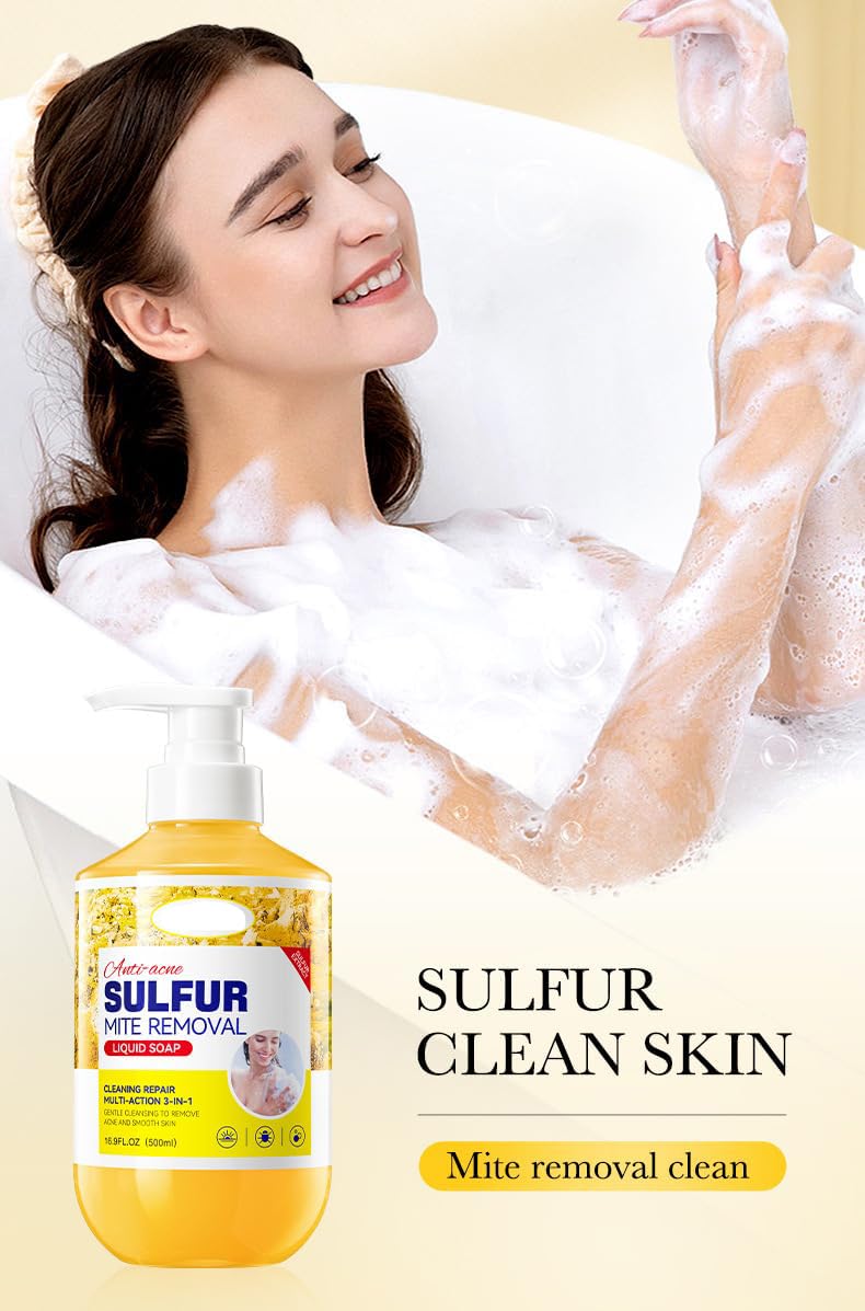 Purifying Sulfur Body Wash Cleanser: Purify, Clarify, and Refresh-Deep Cleansing for a Clear & Moisturizes Skin,Enjoy a Soothing Shower Experience,Gentle Sulfur Soap, Fragrance-Free