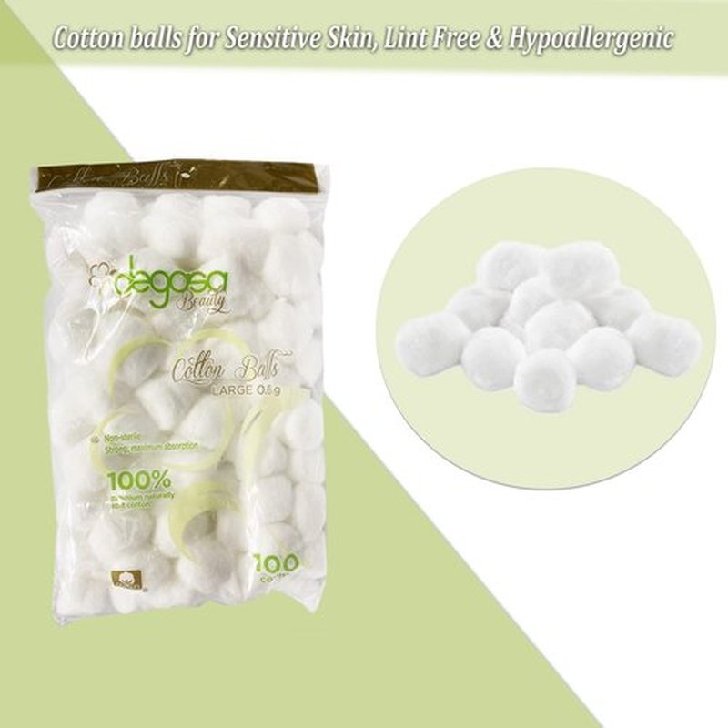 Cotton Balls for Facial Treatments, Nails and Make-Up Removal, Applying Tonics & Cleansers, Multi-Purpose Soft Natural Cotton Balls (Large 100 Count)