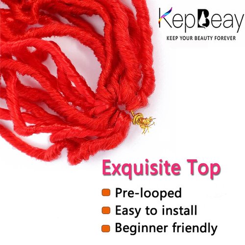 Soft Locs 18Inch 6Packs Long Faux Locs Crochet Hair Pre Looped Soft Goddess Locs Crochet Braids Hair for Women (18 Inch Red) …