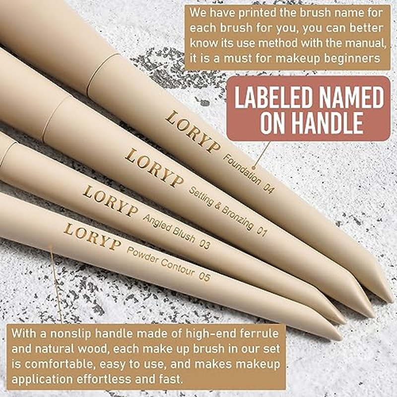 LORYP Black Makeup Brushes Set 21Pcs Powder Blush Foundation Concealer Highlighter Brush Vegan Pro Face and Eye Brush Kit