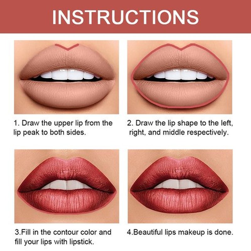 2 in 1 Mauve Red Matte Lip Liner & Lipstick Combination, DNM Metallic Dual Ended Lipstick, Lip Liner, Lip Gloss, 24 Hour all Day Long-Lasting Waterproof Lipliners Pencil for Women Lip Makeup Gift 08#