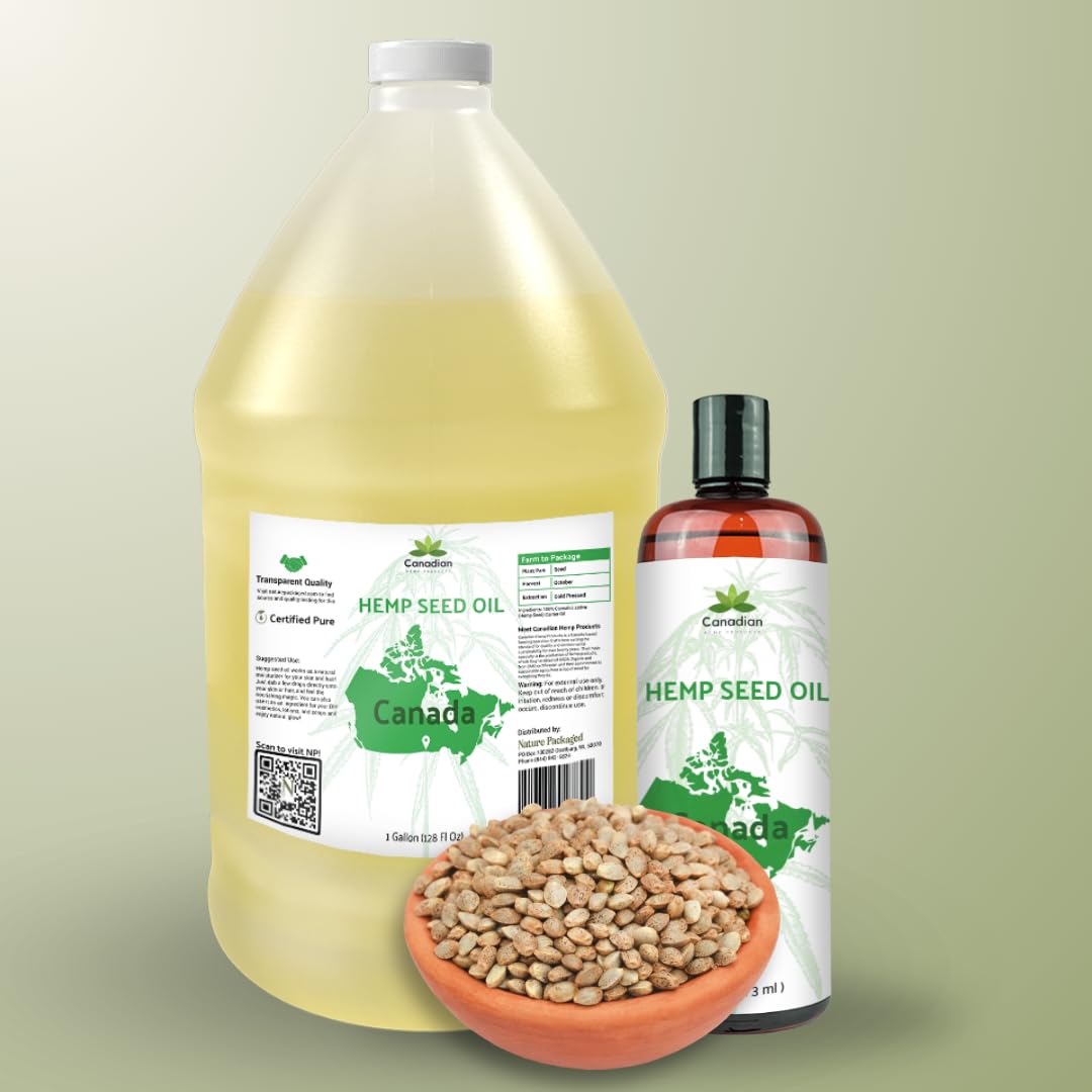 Nature Packaged Hemp Seed Oil for Skin, Hair and Body Direct from Hemp Oil Canada - Cold Pressed Hemp Seed Oils - 16oz (Pack of 1)