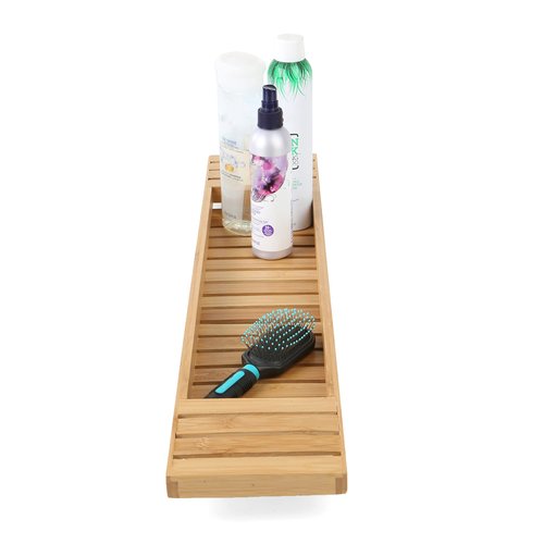 Mind Reader Bathtub Tray, Shower Organizer, Bathroom Accessory, Wood Tray, Rayon from Bamboo, 27.5" L x 5.75" Wx 1.75" H, Brown
