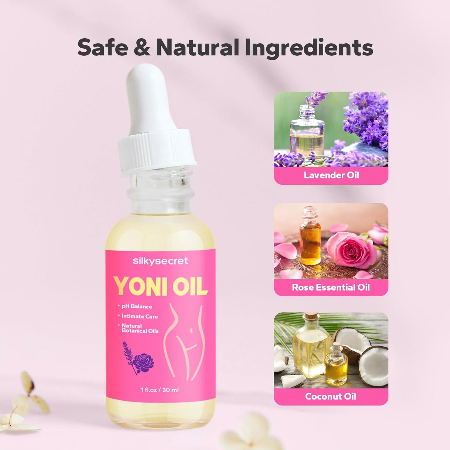 SilkySecret Yoni Oil (60ml, 2 Packs), pH Balance & Intimate Care Oil, Feminine Hygiene Essentials for Smell & Taste, Body Juice Oil for Women, Intimate Deodorant, Feminine Spray, Rose & Lavender Scent