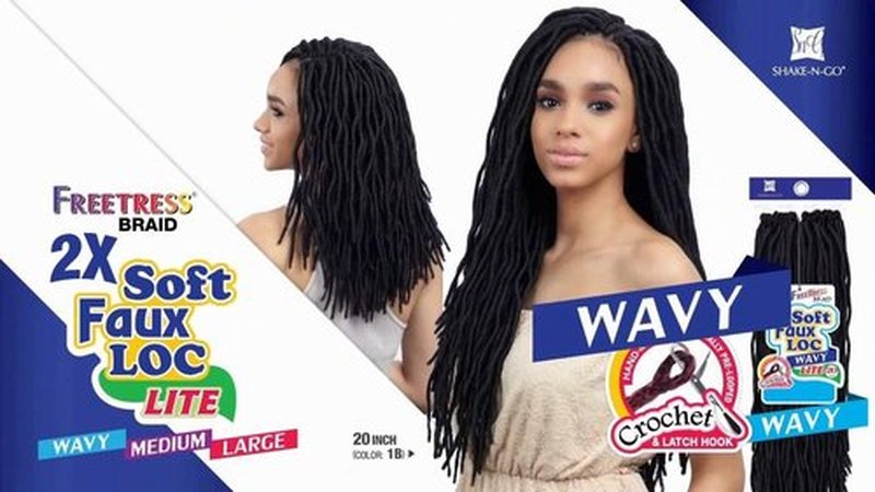 FreeTress Synthetic Hair Crochet Braids 2X Soft Wavy Faux Loc 12" (4-Pack, 27)