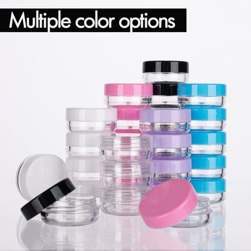 5 Gram Sample Containers with Lids, 25 Count 5ML Clear Sample Jars, Empty Lip Balm Containers with Lids, Small Makeup Travel Containers for Glitter, Lotion, Cream, Beads, with Labels, Mini Spatulas