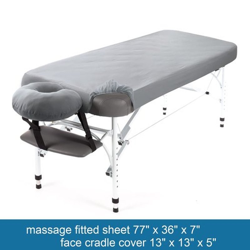 Waterproof Massage Table Sheets, Massage Table Cover Set 2- Piece Include Massage Fitted Sheet and Face Cradle Cover Ultra Soft & Skin-friendly Fit Massage Table & Facial Bed, Grey, 36×77×7