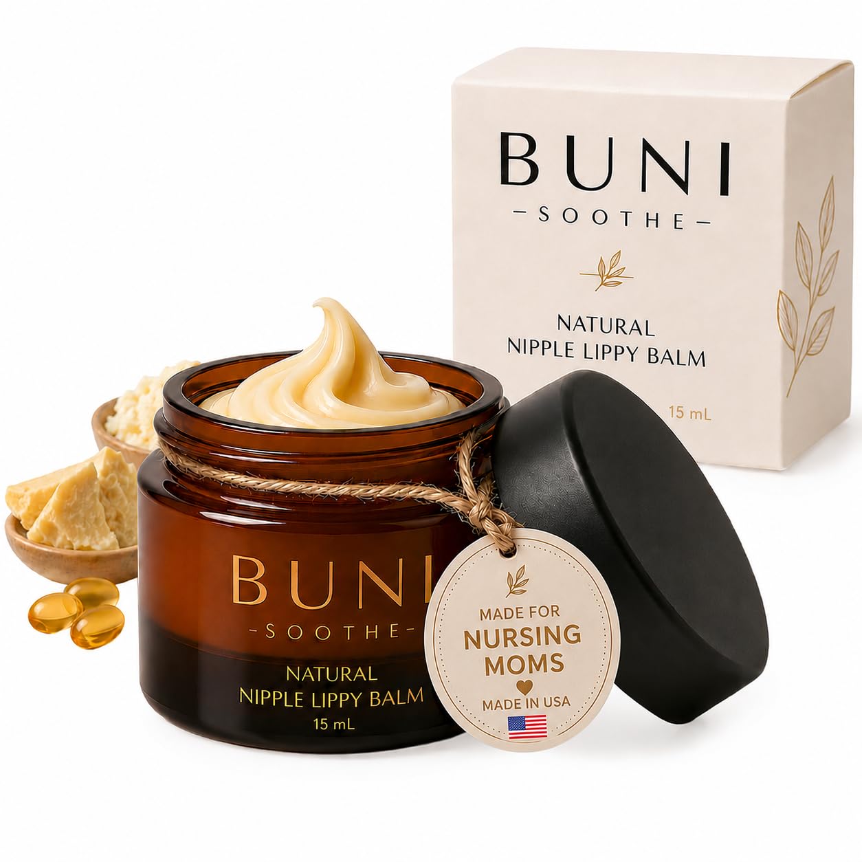 BUNI Nipple Cream & Lip Balm, Safe for Breastfeeding, Unscented (0.5 oz)