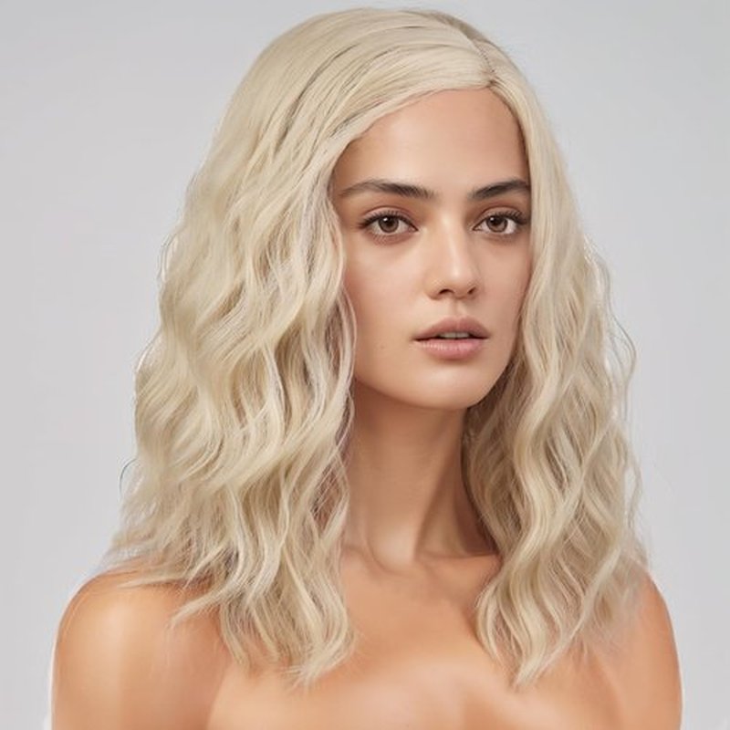 MAGQOO Blonde Wig for Women Girls Short Curly Wavy Blonde Wigs Blonde Bob Wig Side Part Synthetic Heat Resistant Cosplay Costume Wigs