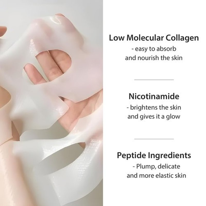 GUOYAOLIFU BIO Collagen Real Deep Mask Hydrating Overnight Hydrogel Mask Low Molecular Weight Collagen for Lifting, Firming, and Moisturizing 8 Packs