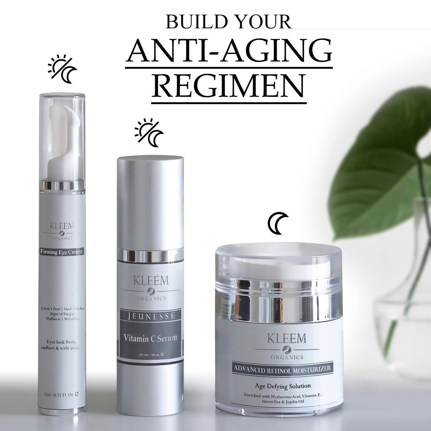 Kleem Organics Retinol Moisturizer - 2.5% Retinol and Hyaluronic Acid for Face Rejuvenation and Anti Aging - For Women and Men