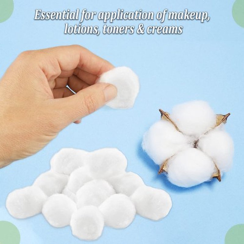 Cotton Balls for Facial Treatments, Nails and Make-Up Removal, Applying Tonics & Cleansers, Multi-Purpose Soft Natural Cotton Balls (Large 200 Count)