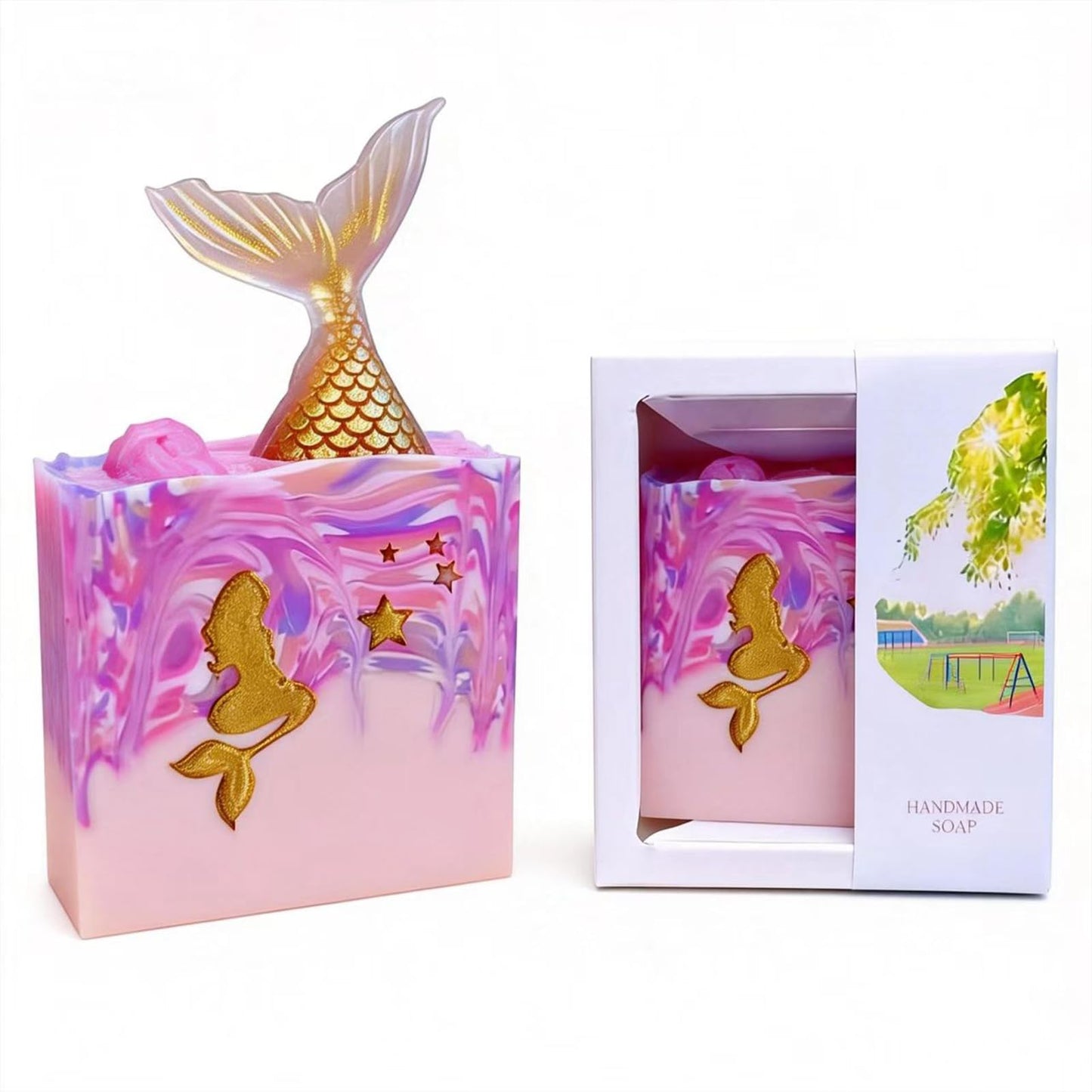 TMOMYISS Cute Mermaid Soap Handmade Natural Soap Gift Set Aromatherapy for Party Women