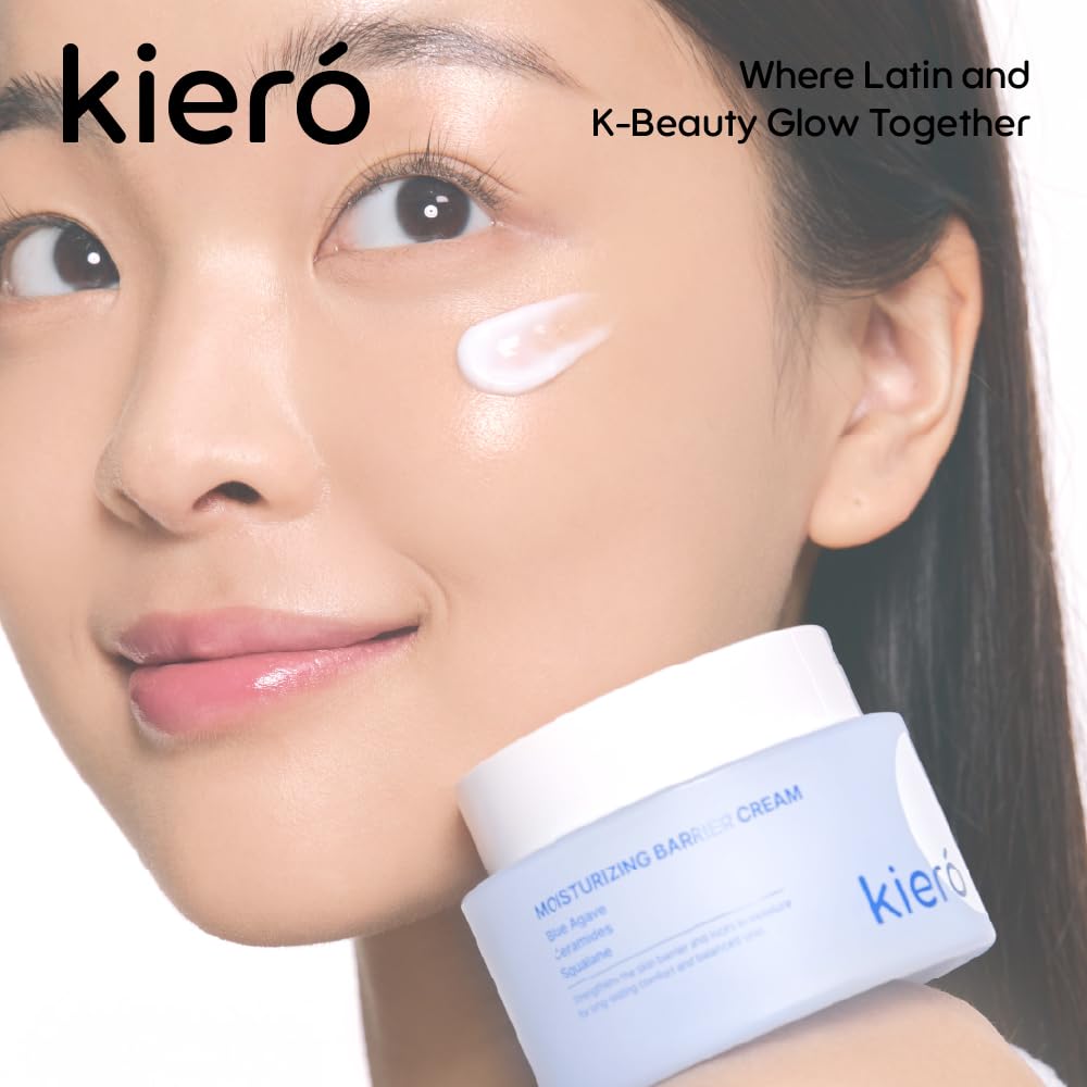 Kiero Moisturizing Barrier Cream - Hydrating Daily Face Moisturizer with Blue Agave, Ceramides & Squalane for All Skin Types - Vegan, Soothing Facial Lotion Barrier Repair Korean Skin Care (1.76 oz)