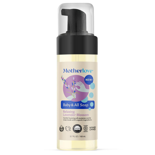 Motherlove Baby & All Soap (5.7 oz) Gentle Foaming All-Purpose Castile Soap Made with Organic Ingredients – Relaxing Lavendar Blossom