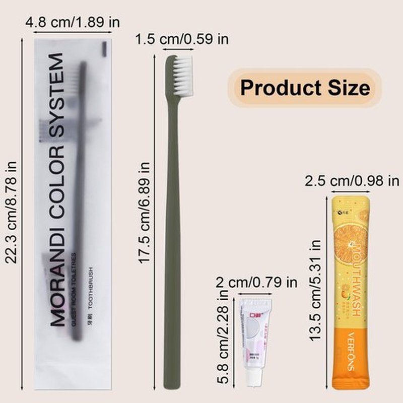 Disposable Toothbrushes, Toothbrush And Toothpaste, Toothbrush And Toothpaste Travel, Comes With Mini Mouthwash Bulk, Individually Packaged, Suitable For Hotel, Home, Camping, Travel (200-PACK)