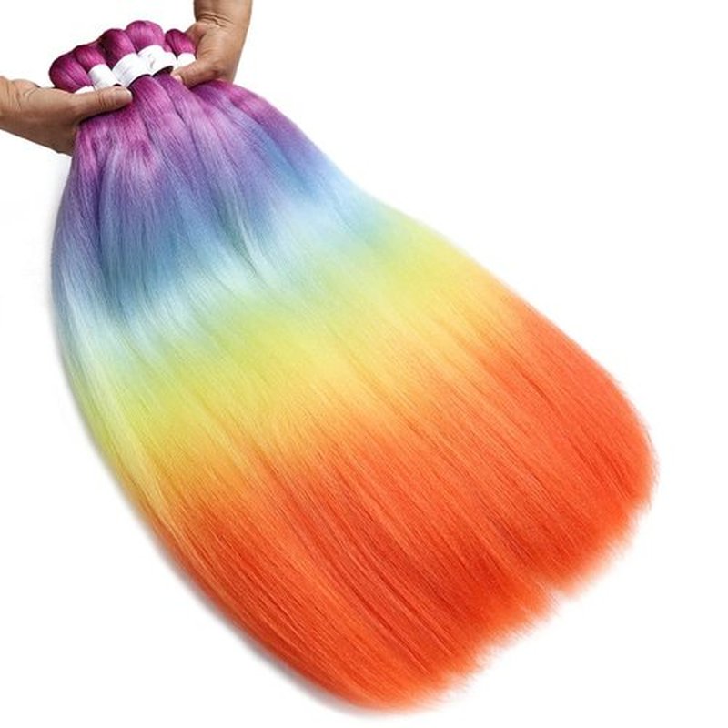 Pre Stretched Braiding Hair Extensions 30 Inch 6 Packs Long Professional Crochet Twist Braids Hair High Temperature Synthetic Fiber Yaki Texture(30",Red Purple-Light Blue -Yellow-Orange)
