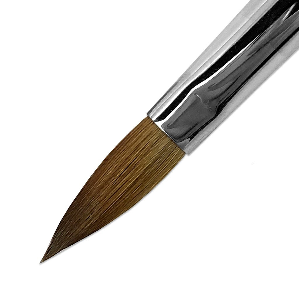 pana USA Acrylic Nail Brush100% Pure Kolinsky Hair New Teal Wood Handle with Silver Ferrule Oval Crimped Shaped Style (Size # 10)
