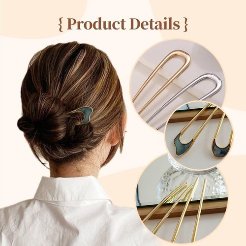 French Hair Pin Hair Pins for Women,2024 Upgrade French Twist Hair Pin Hair Pins,U Shaped Hair Pins Metal Vintage Hair Sticks French Hair Pin Hairstyle for Women (Gold and Silver)