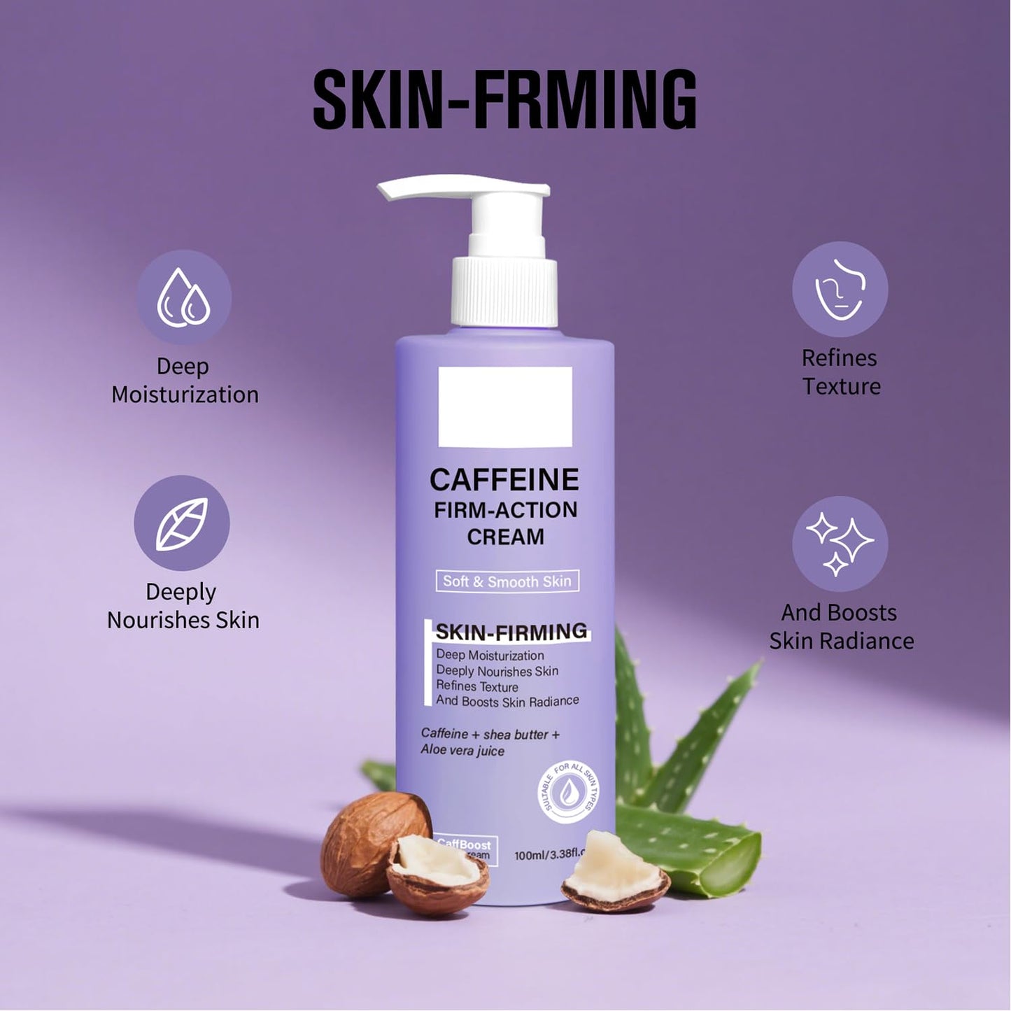 Zgxhga Caffeine Skin Tighten Body Cream | Belly Firming Firming Cream | Caffeine Infused Cream Moisturizer & Body Cream For Women, Stomach, Legs, for Younger Looking Skin