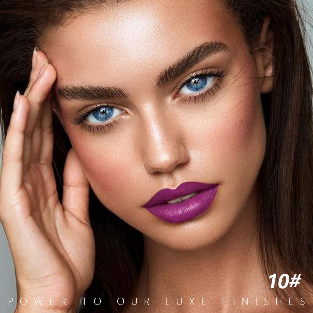 HHLTOH Purple Mauve Matte Lipstick - Pigmented Lip Crayon & Face Paint Stick for Women Everyday Halloween Birthday Party Wear, Younger-Looking Lip Makeup, Labial para fiesta de disfraces 10