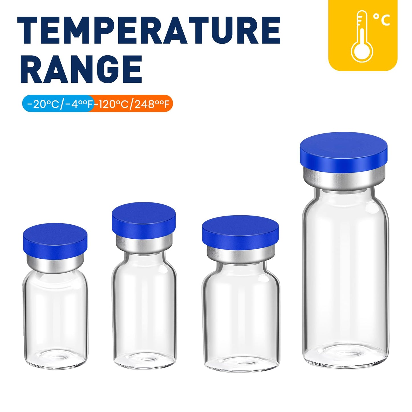 10ml Sterile Vials with Self Healing Injection Port and Sealing Cap, Glass Sterile Vials for Injections 20 Pack（Empty Vial, No Liquid）
