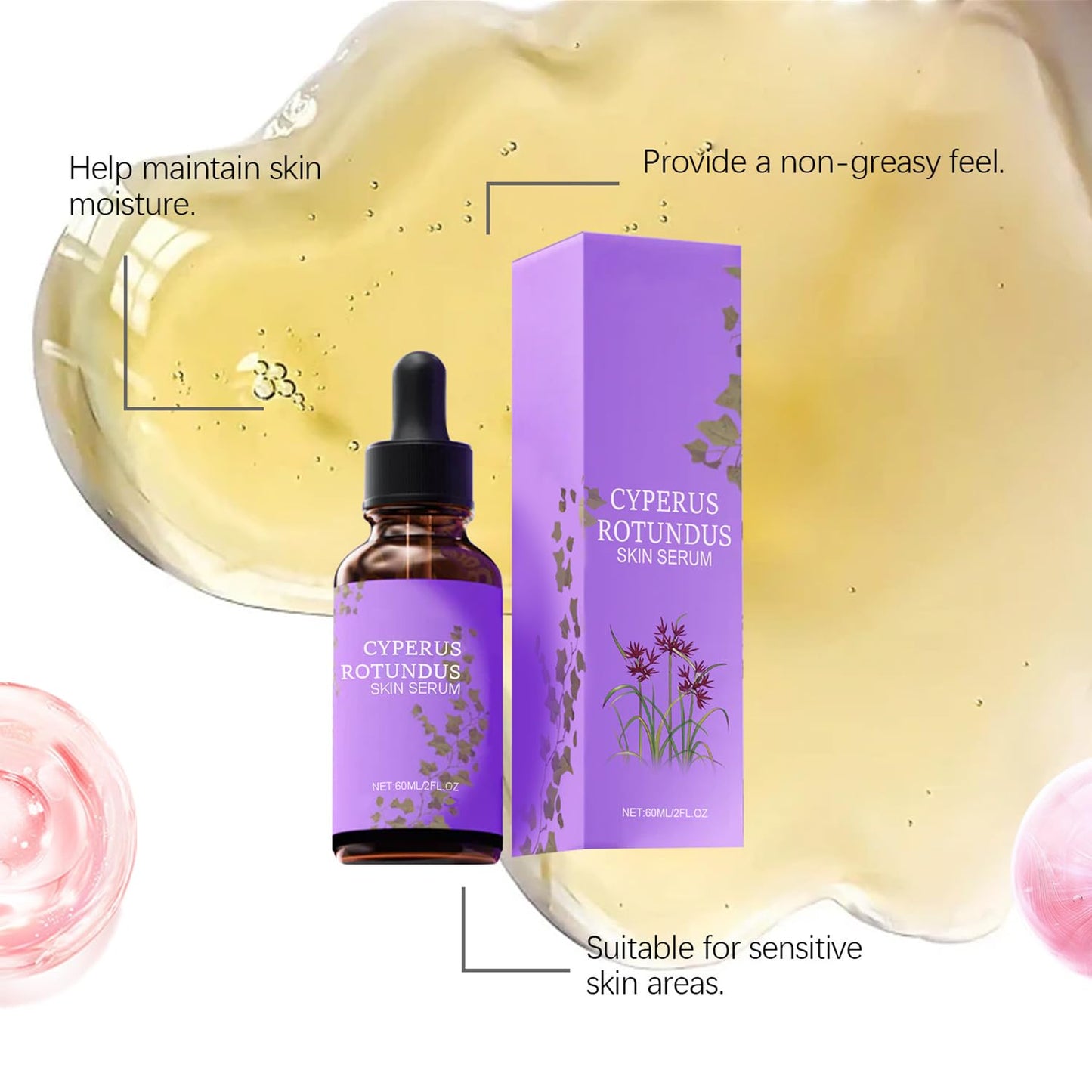 LOYOTICE 3Pcs Cyperus Rotundus Skin Serum, Cyperus Rotundus Oil for Hair Removal, Natural Organic Moisturizing Soothing Body Oil, Balances Skin Tone, Reducing Body Hair