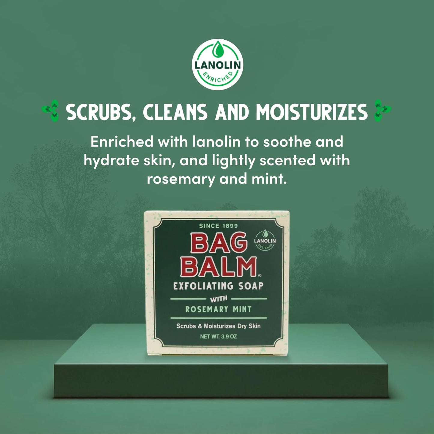 Bag Balm Vermont's Original Exfoliating Soap Bar, Body Soap Bars, Hand Soap Bar - Soap for Dry Skin - Rosemary Mint Scented Bars of Soap, Body Soap Bar - 3.9oz, 3 Pack